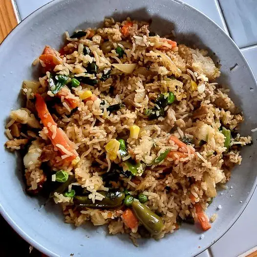 Mauritian Recipe: Lunch today, fried rice with a bit of Sunday’s roast ...